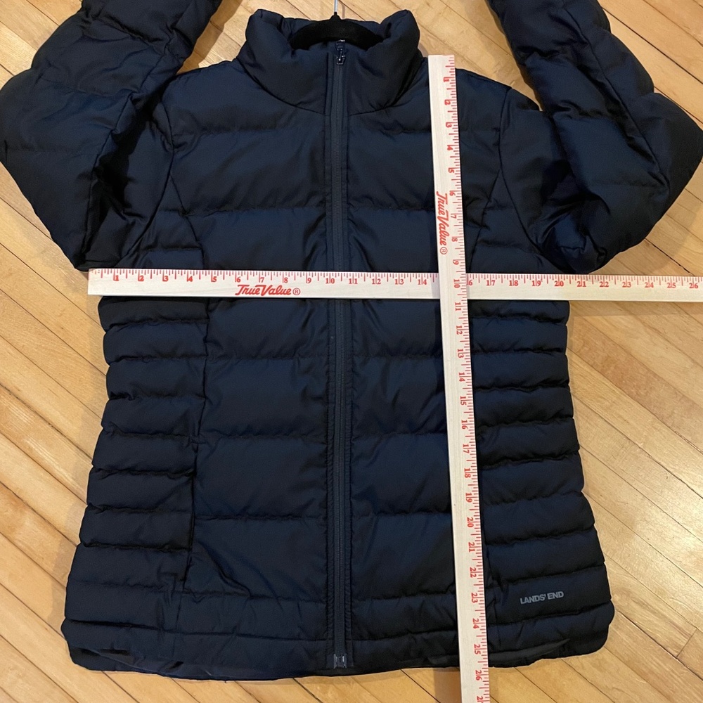LANDS' END Down Puffer Coat Jacket 600 Fill Mock Neck Vent Hem Water Resistant - Picture 8 of 10